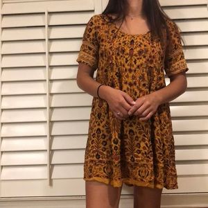 Burnt orange floral dress